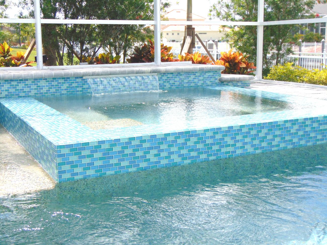 Artisan tiled spa detail