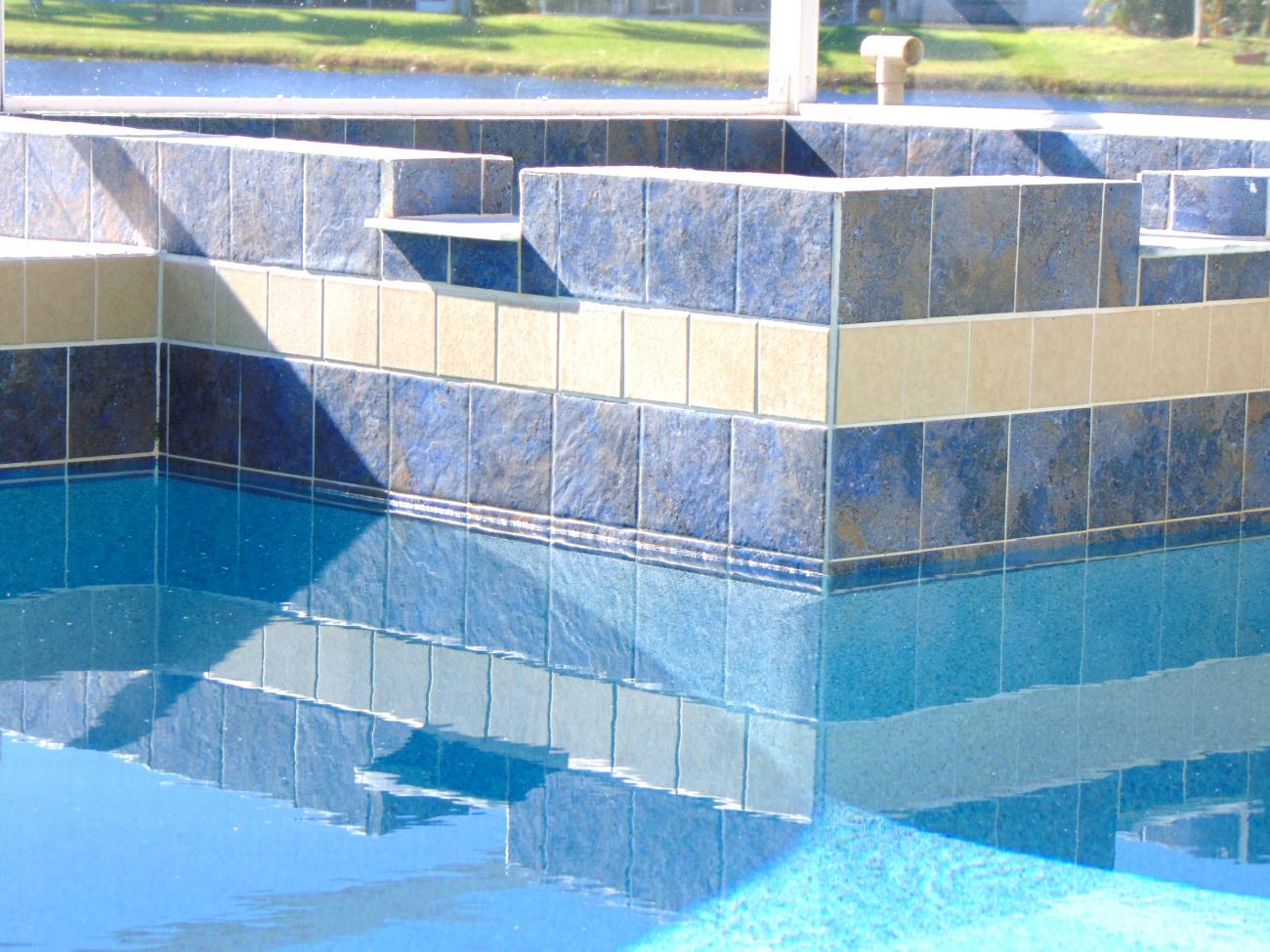 Stone and glass pool detail